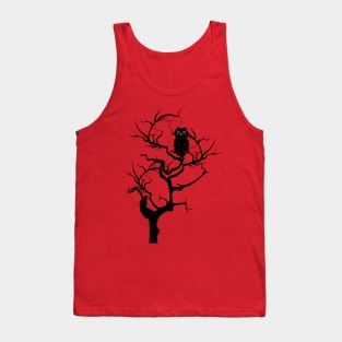 Black Owl on Tree Tank Top